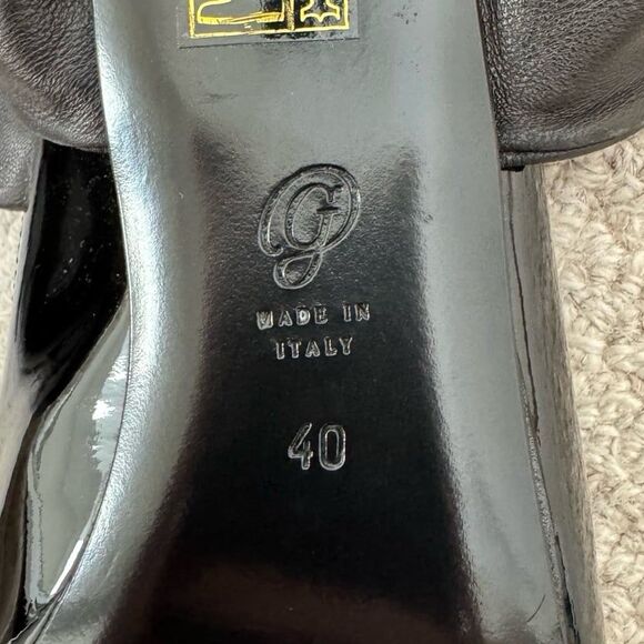 M. Gemi The Lasso Black Patent Leather Tie Kitten Heels Size 9 - Picture 10 of 12